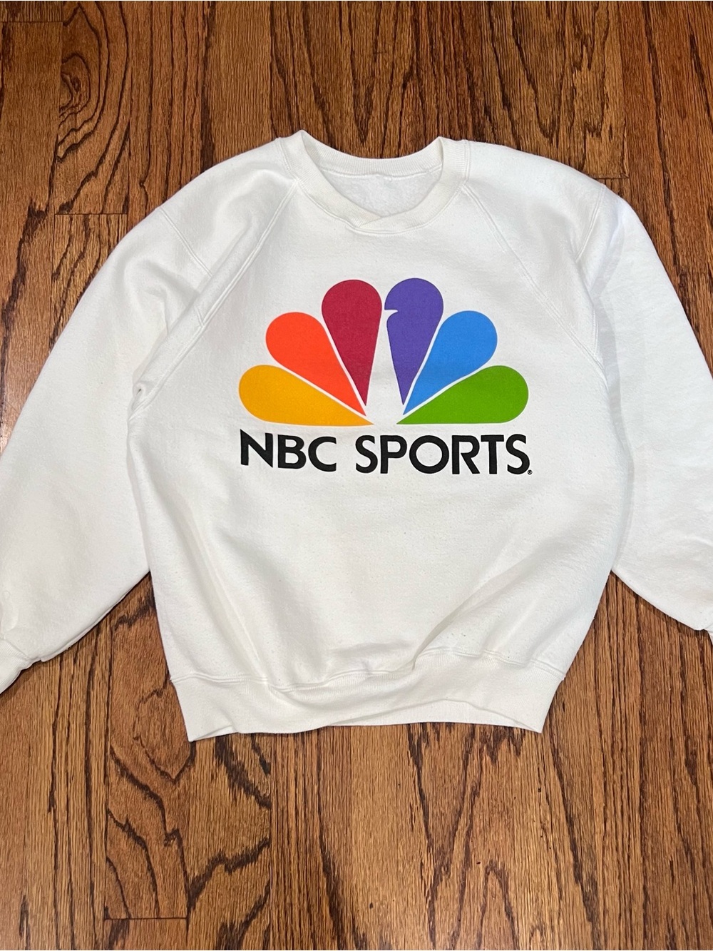 NBC Sports White Crewneck Sweatshirt with Rainbow Logo